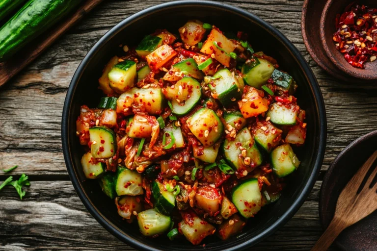 Naturally delicious and fresh cucumber kimchi recipe.
