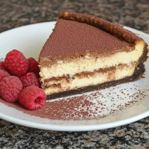 Delicious slice of tiramisu cheesecake